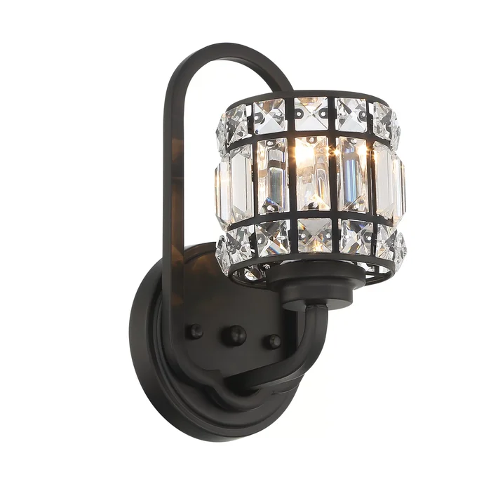 1 – Light Dimmable Matte Black Armed Sconce – W5.55″xD6.89″xH11.02″