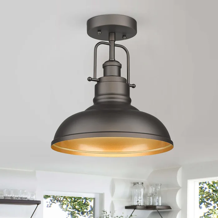 1-light 11 Inch Semi Flush Mount, Ceiling Light