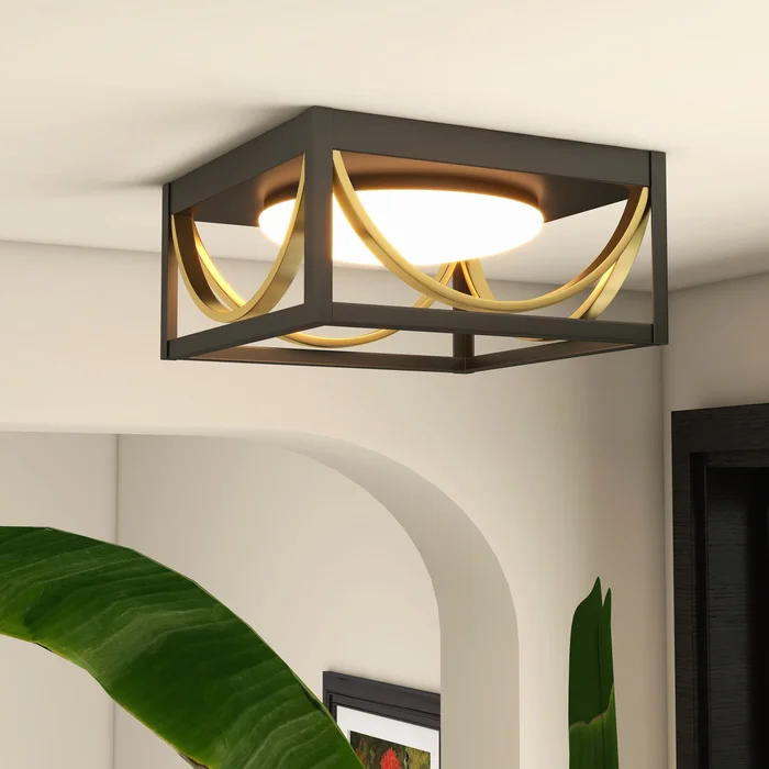 1-Light 28W LED Rectangles Ceiling Light – 11.8″x11.8″x5.5″