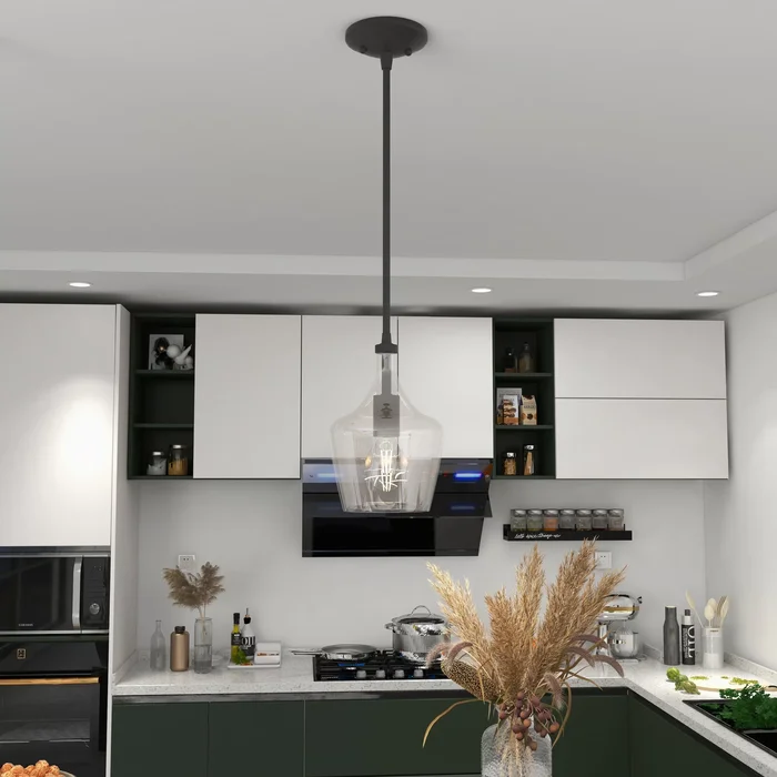 1- Light Line Teardrop Pendant – Black