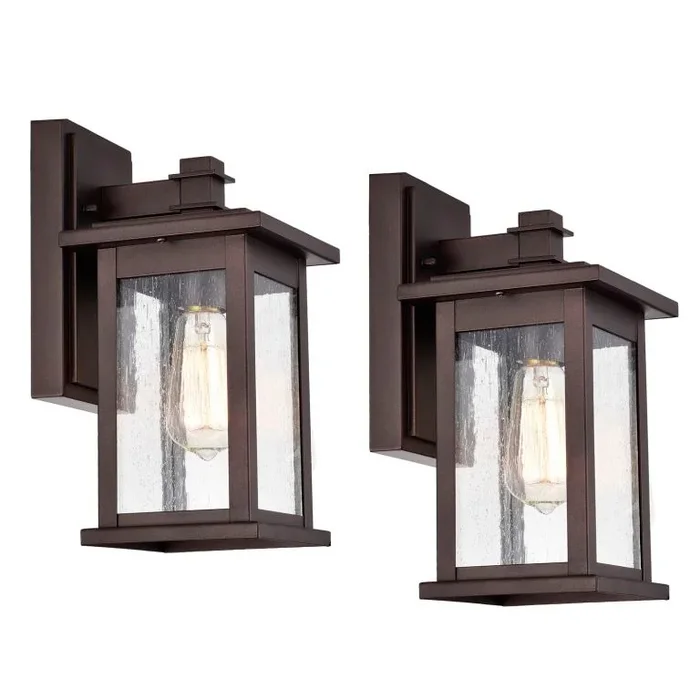 1 Light Transitional 12 Inch Square Outdoor Wall Lantern 2 Pack