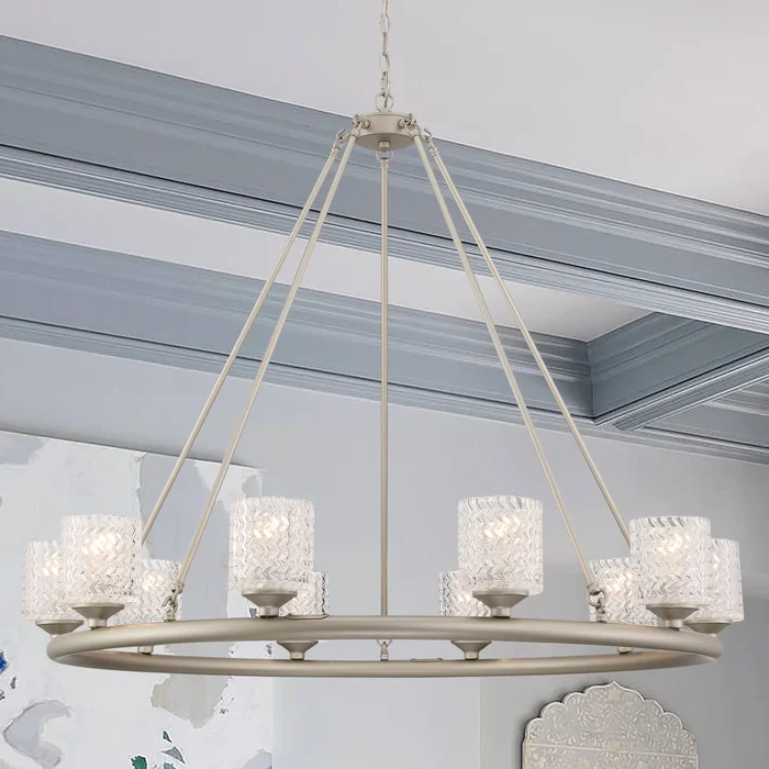 10 Light Crystal Wagon Wheel Candle Style Chandelier – 42.52″x42.52″x35.38″