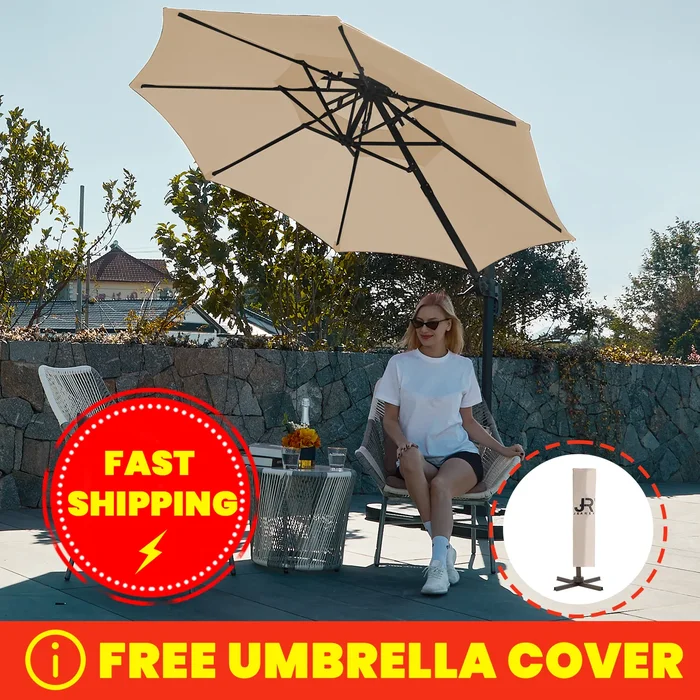 11 ft. Adjustable Tilt Cantilever Patio Umbrella With 360 Degree Rotation