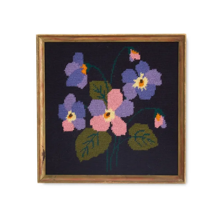 1151 (A+D) Needlepoint Purple Pink Flowers