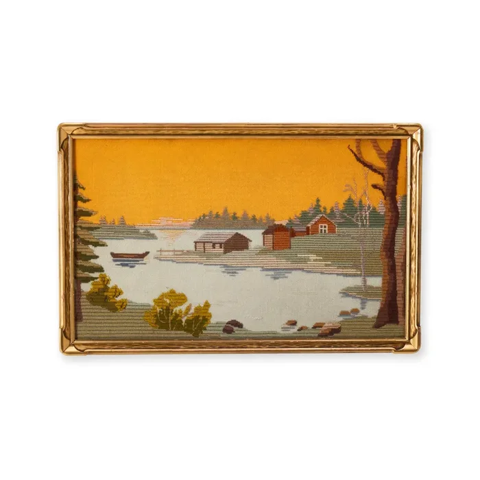 1165 (A+D) Needlepoint Cabin on Lake