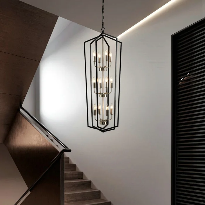 12-Light Farmhouse Lantern Chandelier – N/A