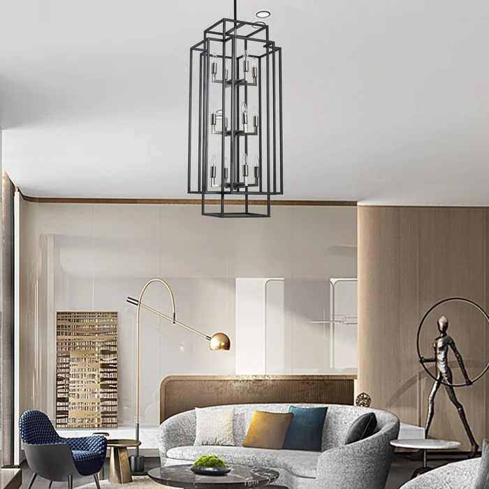 12-Light Lantern Tiered Chandelier Pendant Lighting Island