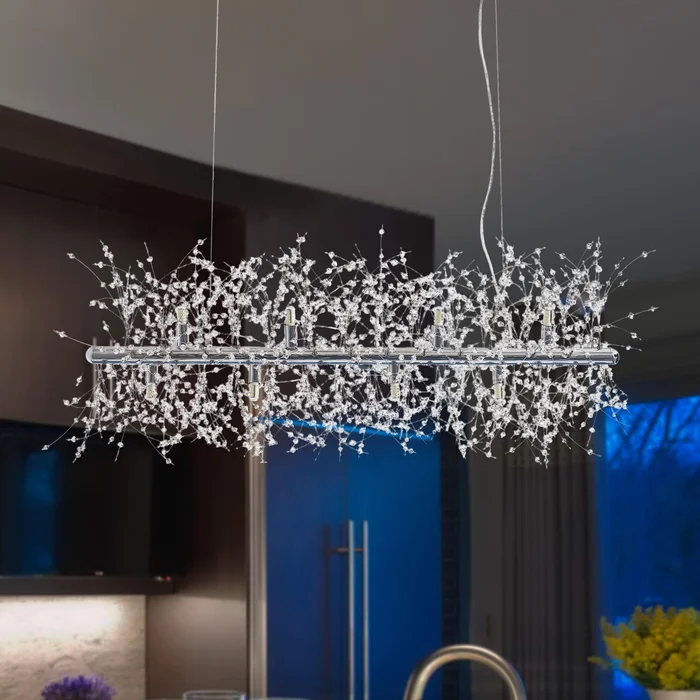 12-Light Modern Fireworks Crystal Chandelier for Dining Room