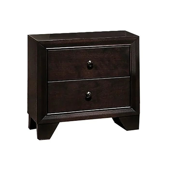 2-Drawer Rubber Wood Brown Nightstand