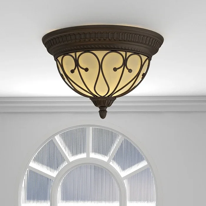 2 Light Flush Mount Oil-Rubbed Bronze Light – 15.29″ x 9.33″