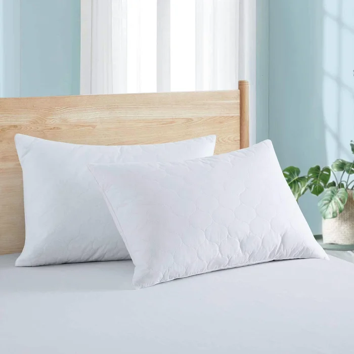 2 Pack Premium Goose Feather Down Bed Pillows 233TC Cotton Cover – White