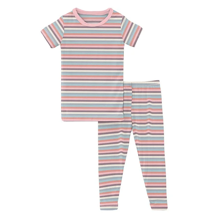 2 Piece Pajama (Short Sleeve) – Spring Bloom Stripe