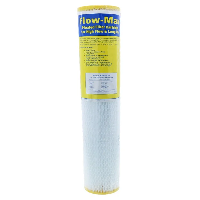 20″ x 2-3/4″ Flow-Max Pleated Poly – 50 mic
