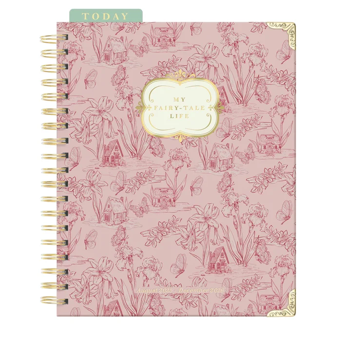 2026 Fairy House Toile 17-Month Large Spiral Planner