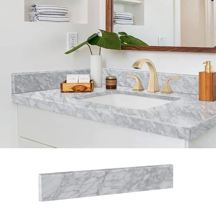 21 inch Natural Marble Side Splash in Carrara White