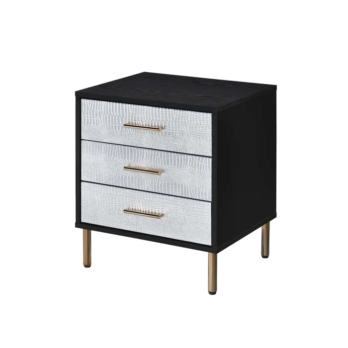 3 Drawers Nightstand with Metal Legs