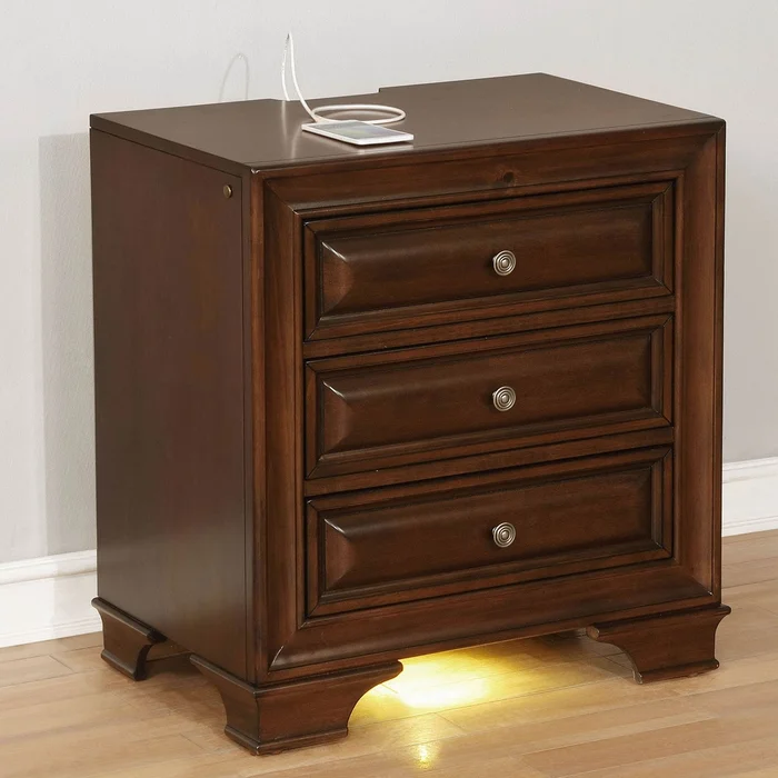 3 Drawers Wooden Nightstand