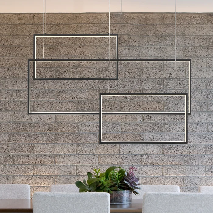 3-Light Unique Geometric LED Chandelier – 23.62” H x 35.43” W x 4.72”D