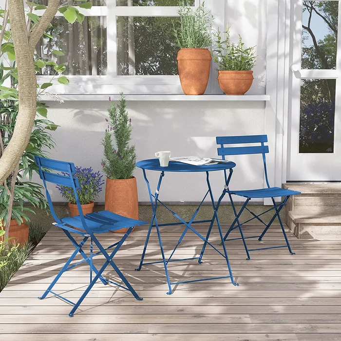 3-piece Folding Steel Outdoor Patio Bistro Set