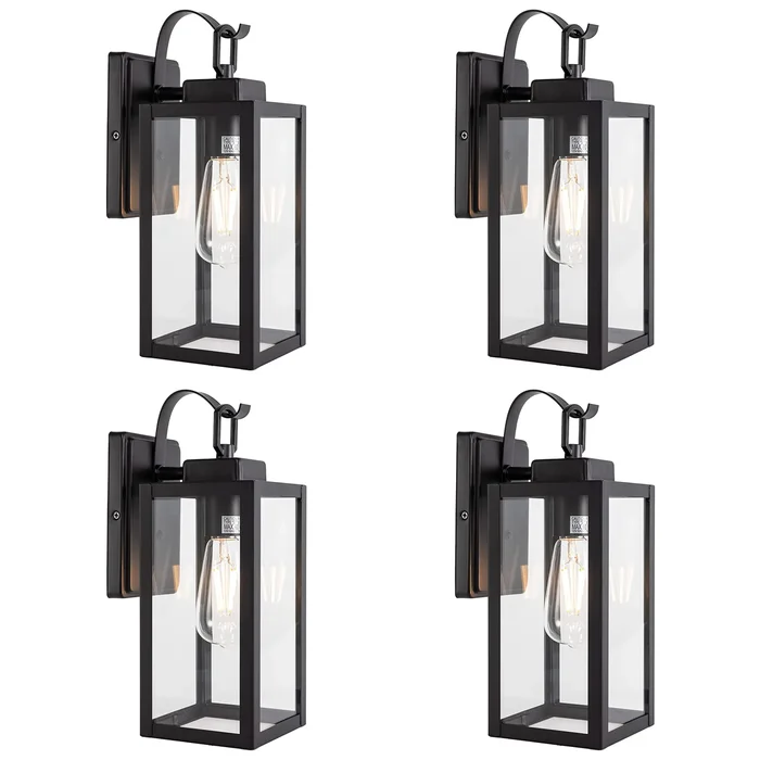 4PK-1 Light Outdoor Matte Black Wall Sconce Lantern – 5″x6.7″x13.78″