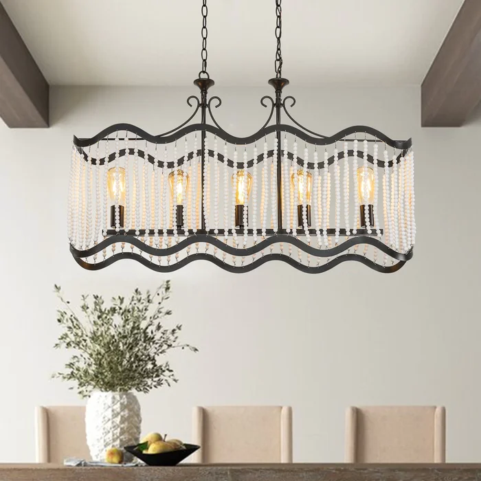 5 Light Linear Pendant Lighting for Kitchen Island – 38.58″x9.06″x22.05″