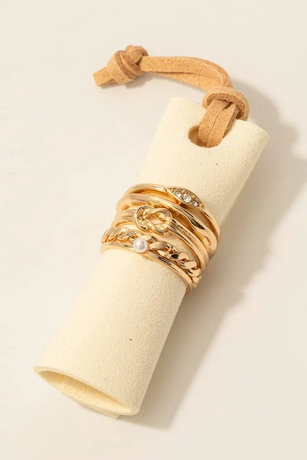 5Pc Mixed Dainty Band Rings Set: GDCRM