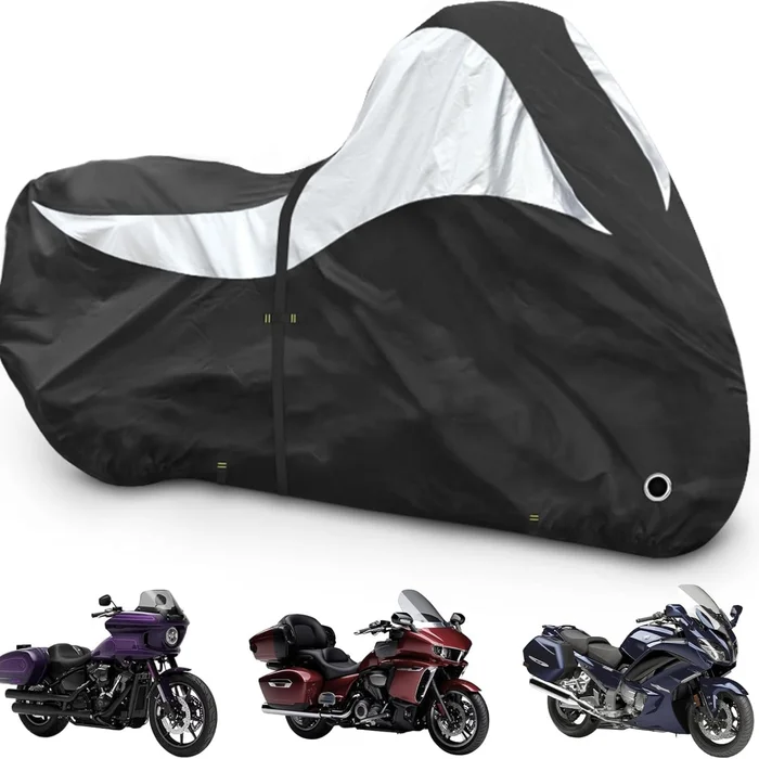 600D Motorcycle Cover, Heavy Duty Waterproof Motorcycle Covers Outdoor Storage with Lock-Holes Compatible with Harley Davidson, Honda, Suzuki, Yamaha