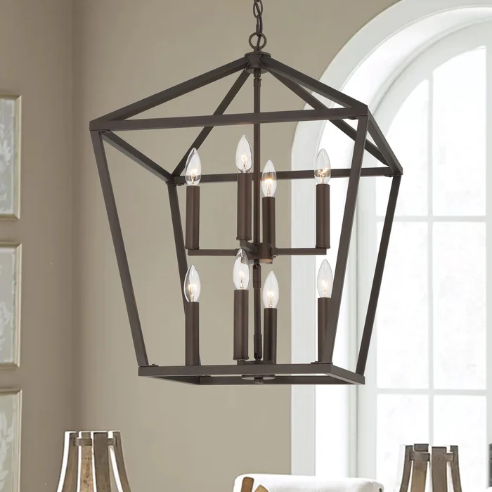 8 – Light Lantern Geometric Chandelier – 19.69″D*19.69″W*26.46″H