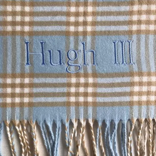 A Soft Idea Blue/Camel Receiving Blanket, Monogrammed