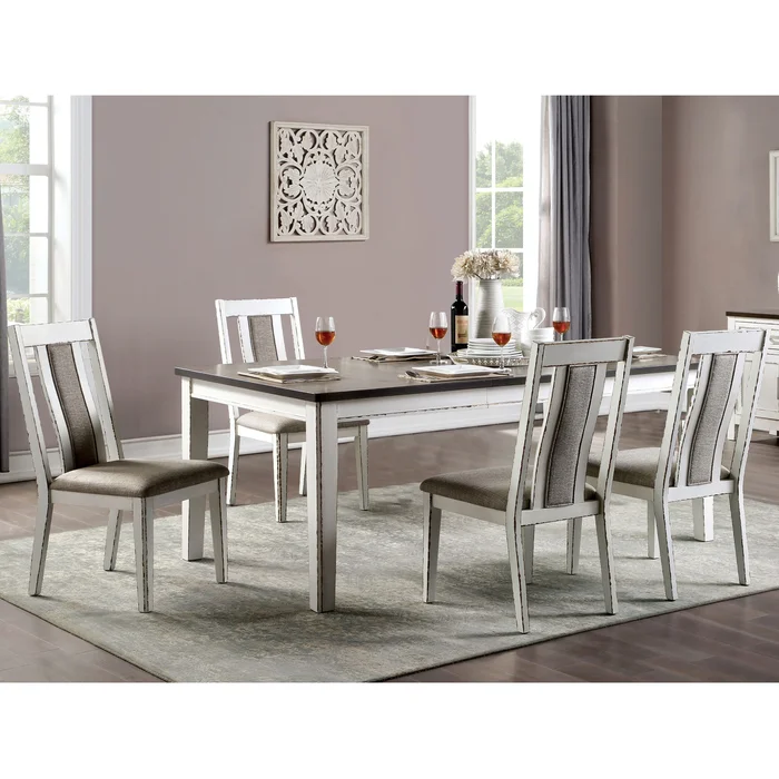 Abeje Farmhouse White Expandable 5-Piece Dining Set by Furniture of America