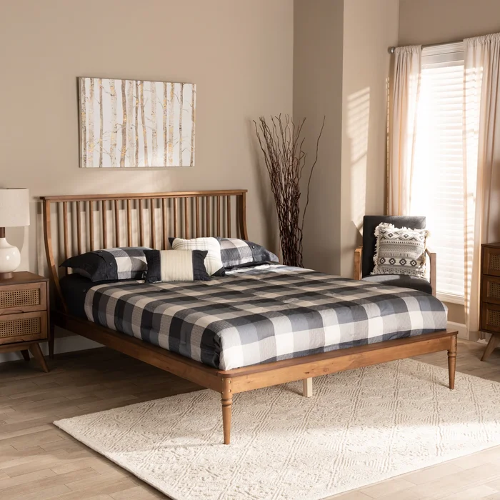 Abel Classic and Traditional Wood Platform Bed-Walnut Brown