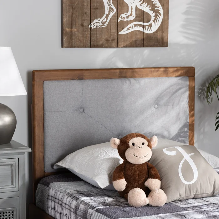 Abner Modern and Contemporary Fabric and Wood Headboard-Light Grey