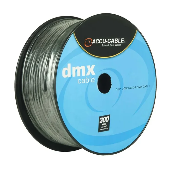 Accu-Cable AC3CDMX300, 3-Pin DMX Cable Spool – 300 Ft