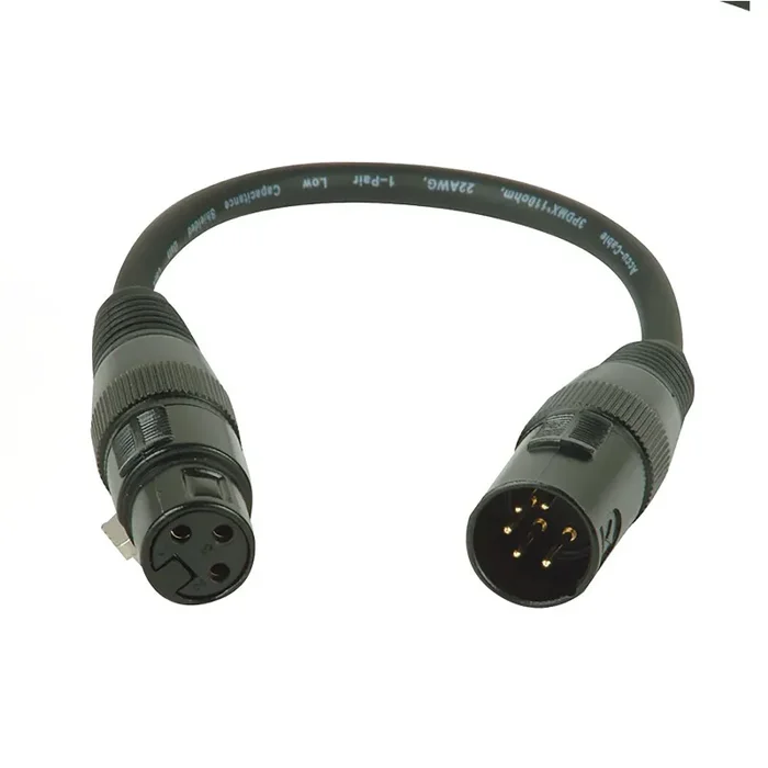 Accu-Cable AC5PM3PFM, 3-Pin DMX Female to 5-Pin DMX Male Adapter Cable