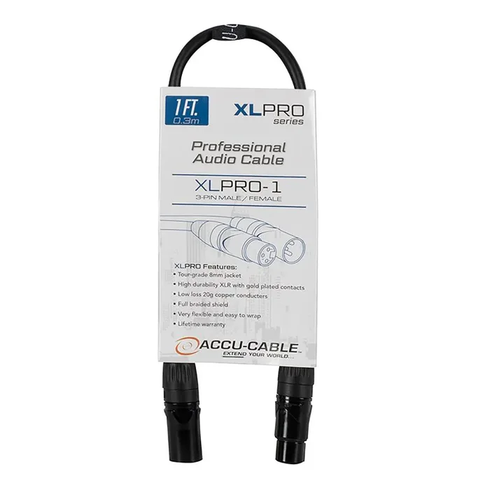 Accu-Cable XLPRO, Professional Audio Cable with Male to Female XLR Connections Online now