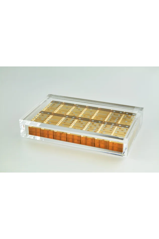 ACRYLIC DOMINO SET-GOLD