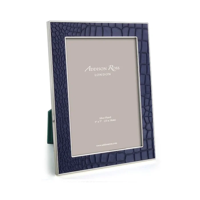 Addison Ross Faux Croc Blue & Silver 5*7 Frame