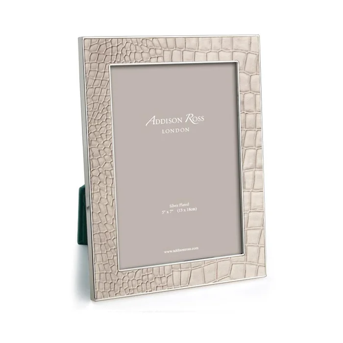 Addison Ross Faux Croc Cream/Silver Frame, 5*7