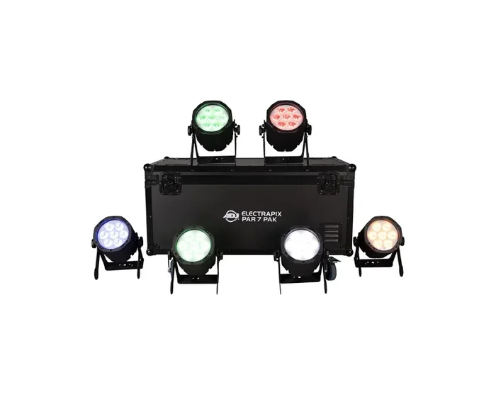 ADJ ElectraPix Par 7 Pak, Battery Powered, Wireless DMX LED Pars with Robust Road Case