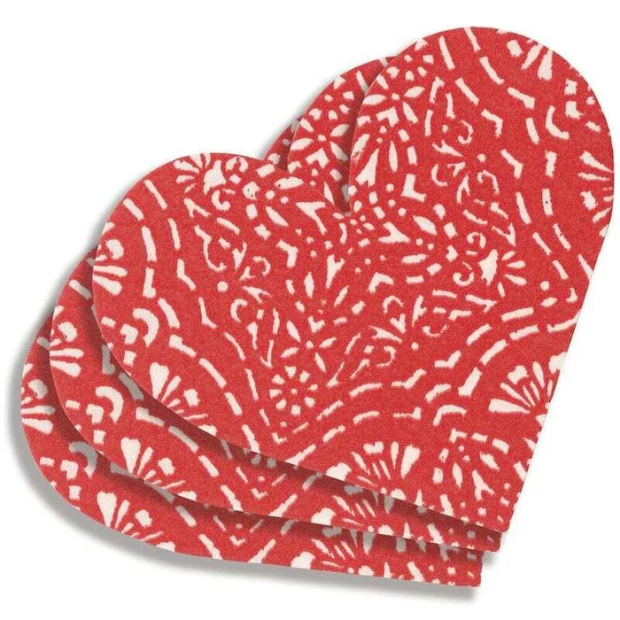 Annika Heart Die-Cut Paper Linen Luncheon Napkins in Red