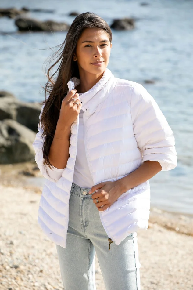 Anorak Crop Sleeve Puffer Jacket, White