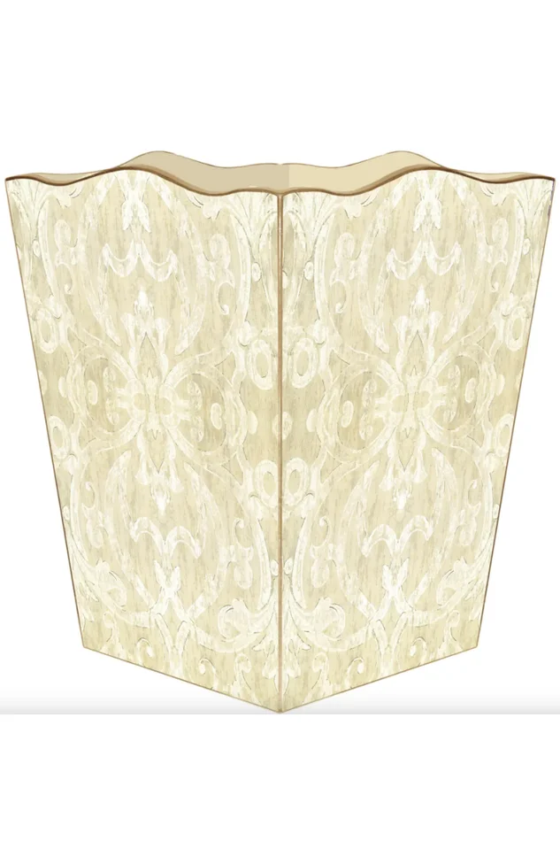 ANTIQUE GOLD DAMASK WASTEPAPER BASKET