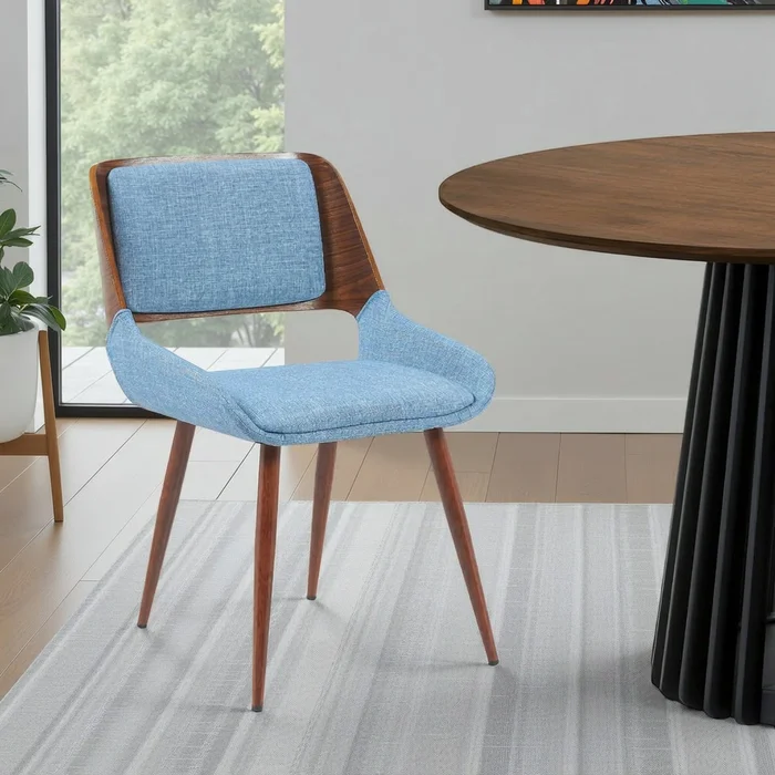Armen Living Panda Walnut Wood Mid-Century Dining Chair