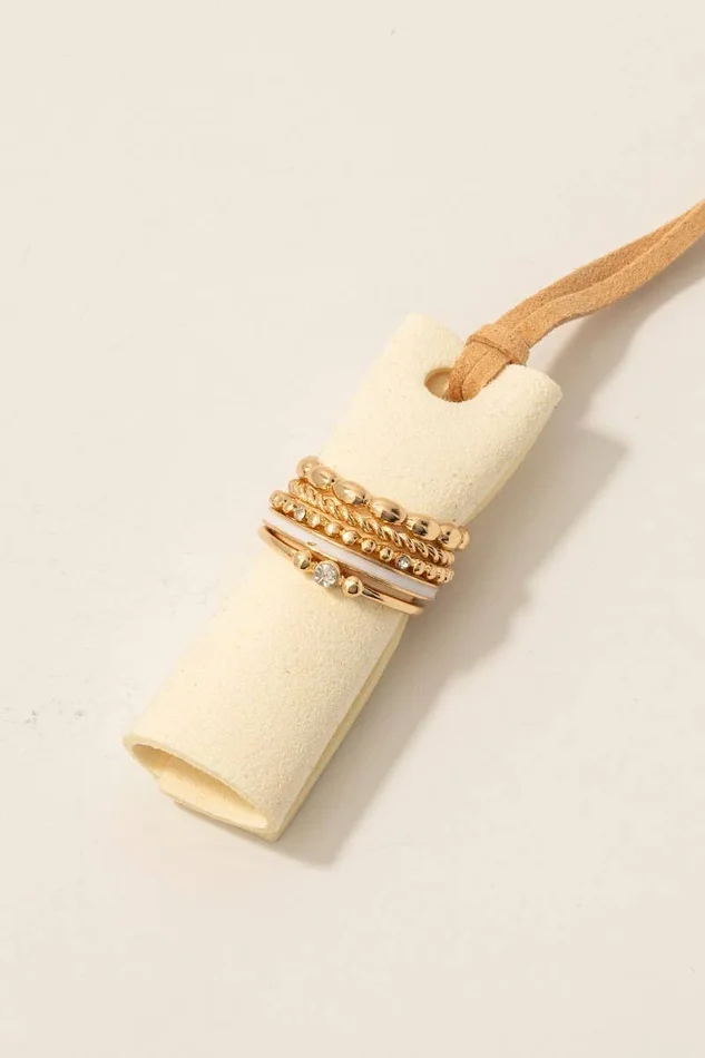 Assorted Metallic Band Rings Set: GDWHT