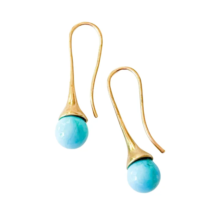 Authentic Turquoise Gem Tulip Earrings