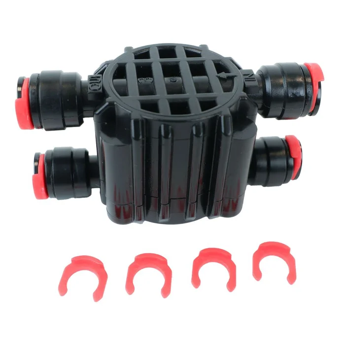 Automatic Shut Off Valve 4 Way 1/4 QC Locking Clips – Black