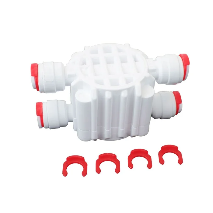 Automatic Shut Off Valve 4 Way 1/4 QC Locking Clips – White