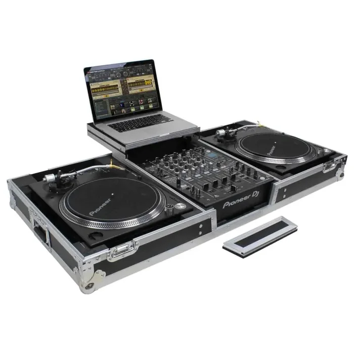 B-Stock Scratch & Dent: Odyssey FZGSLBM12WR DJ Flight Coffin Case for 12″ Format DJ Mixer and Two Battle Position Turntables