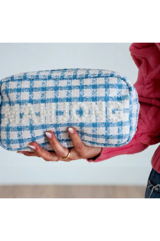 BABY BLUE TWEED MAHJONG CASE