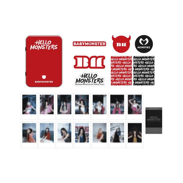BABYMONSTER – Hello Monsters 2025 1st World Tour In Seoul Official MD Tin Case + Instant Photo + Sticker Set